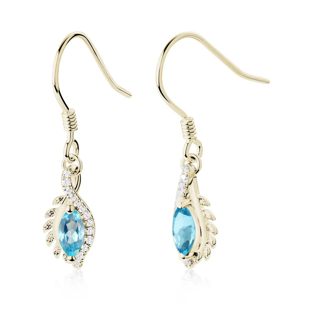Marquise Swiss Blue Topaz French Hook Earrings - Image 6