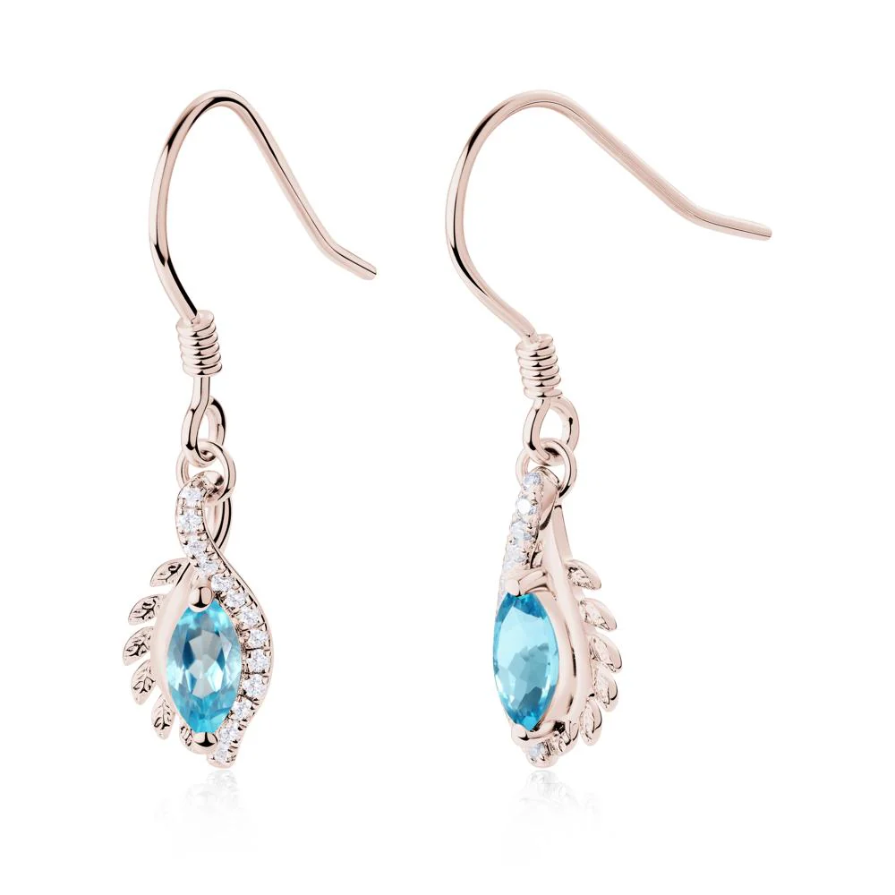 Marquise Swiss Blue Topaz French Hook Earrings - Image 9