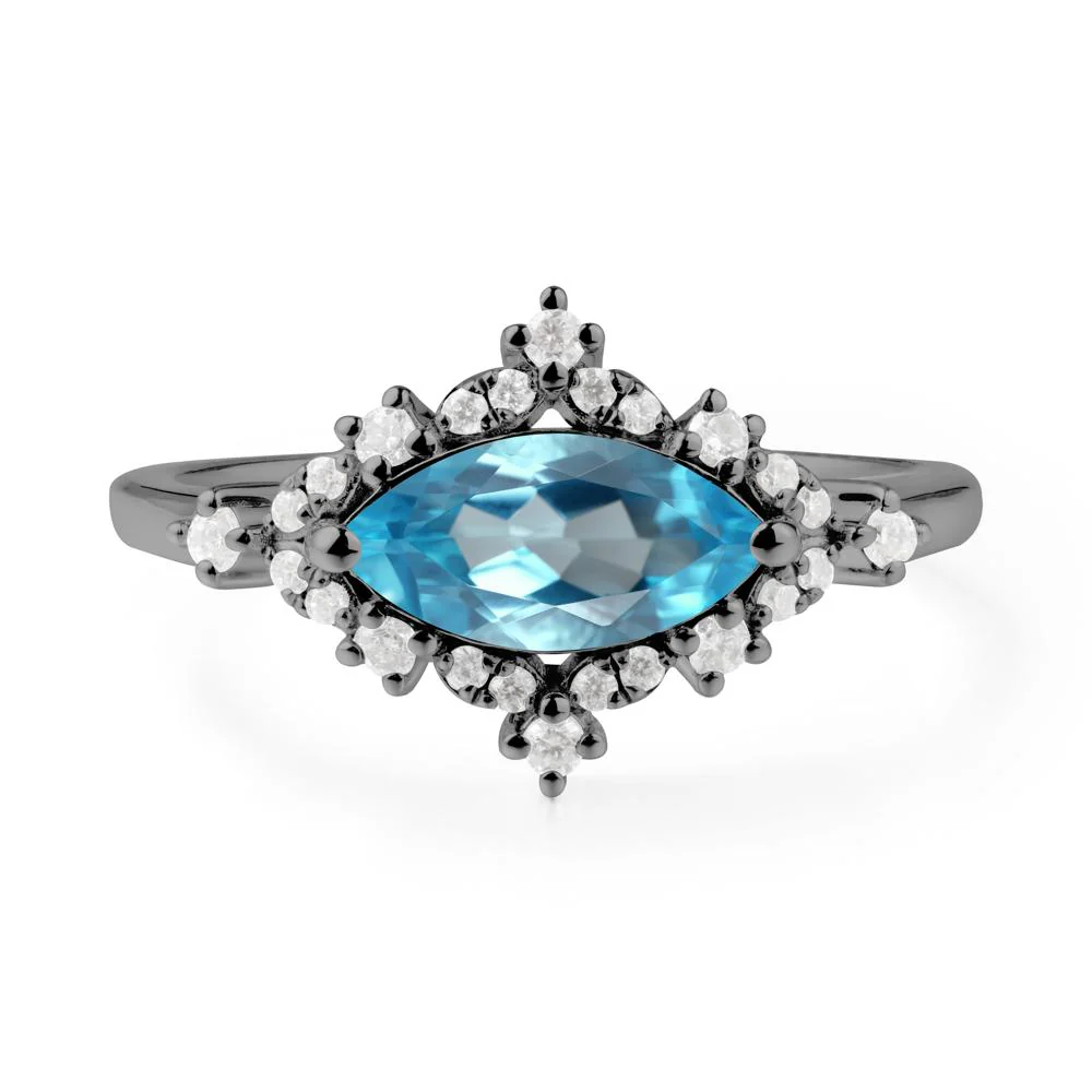 Marquise Swiss Blue Topaz Halo Ring
