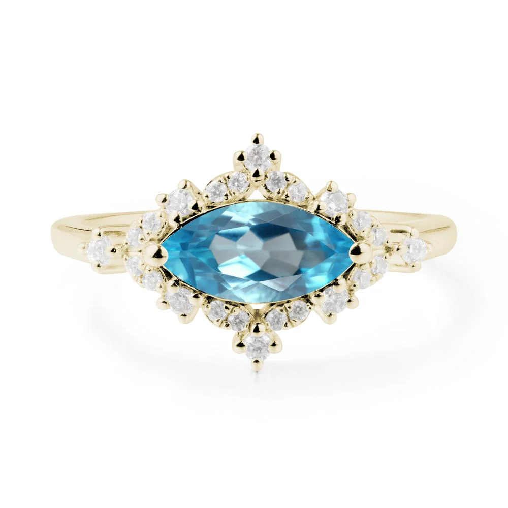 Marquise Swiss Blue Topaz Halo Ring - Image 3