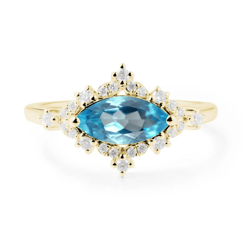 Marquise Swiss Blue Topaz Halo Ring - Image 6