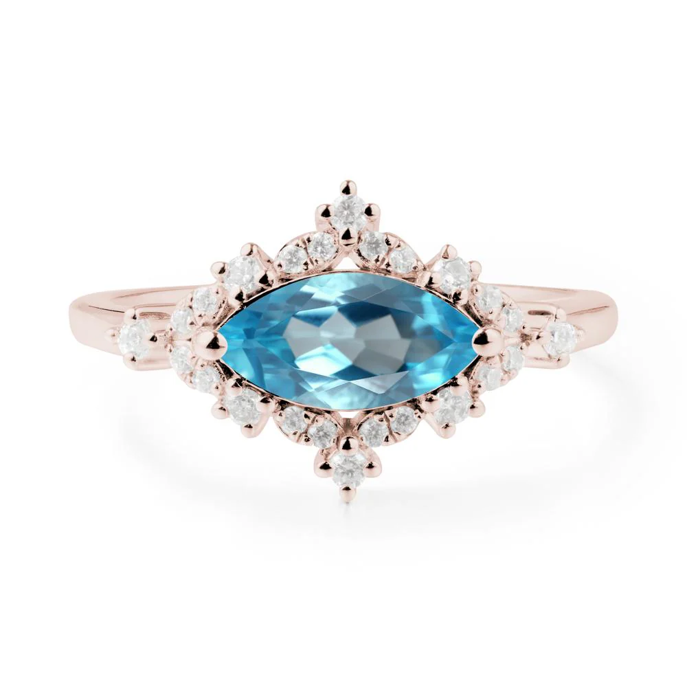 Marquise Swiss Blue Topaz Halo Ring - Image 9