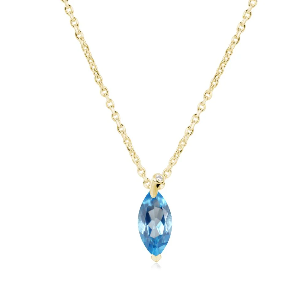 Marquise Swiss Blue Topaz Leaf Necklace - Image 6