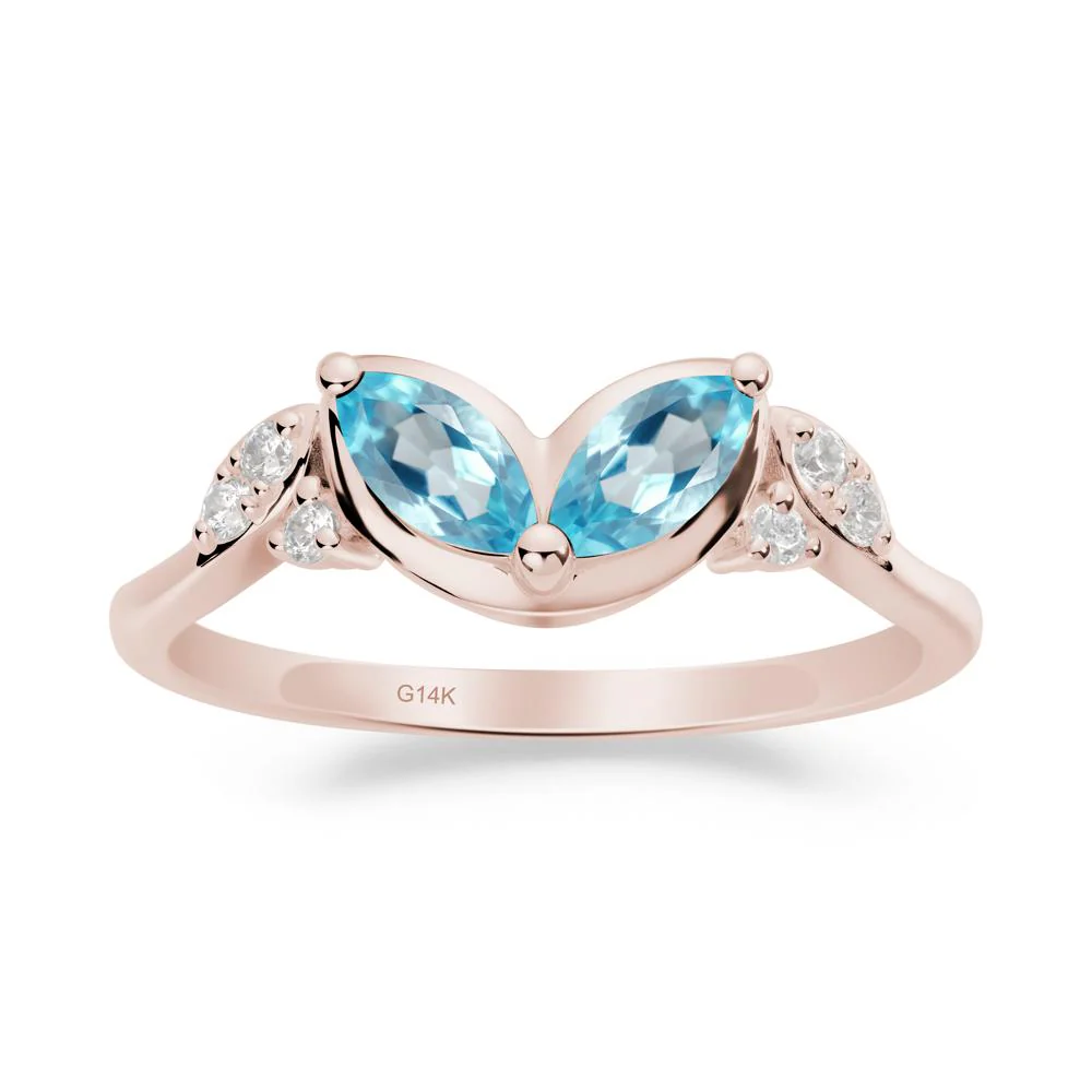 Marquise Swiss Blue Topaz Leaf Ring - Image 4