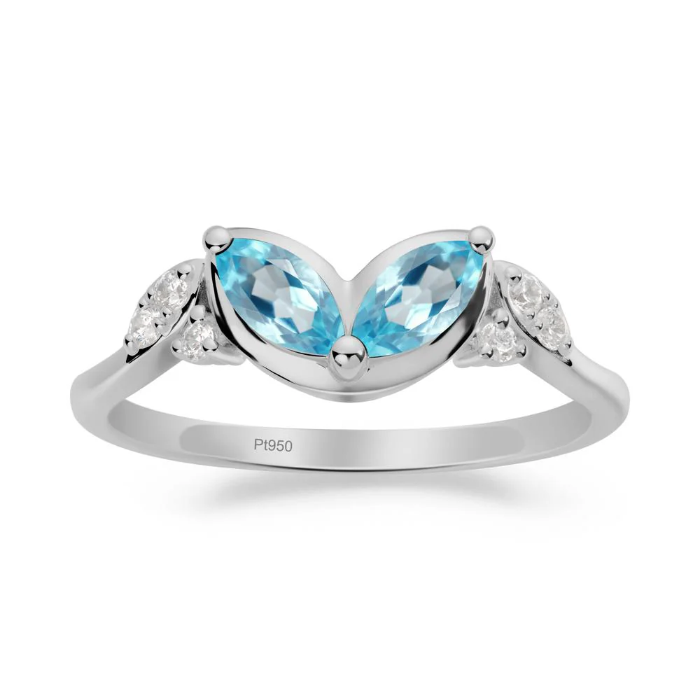 Marquise Swiss Blue Topaz Leaf Ring - Image 9