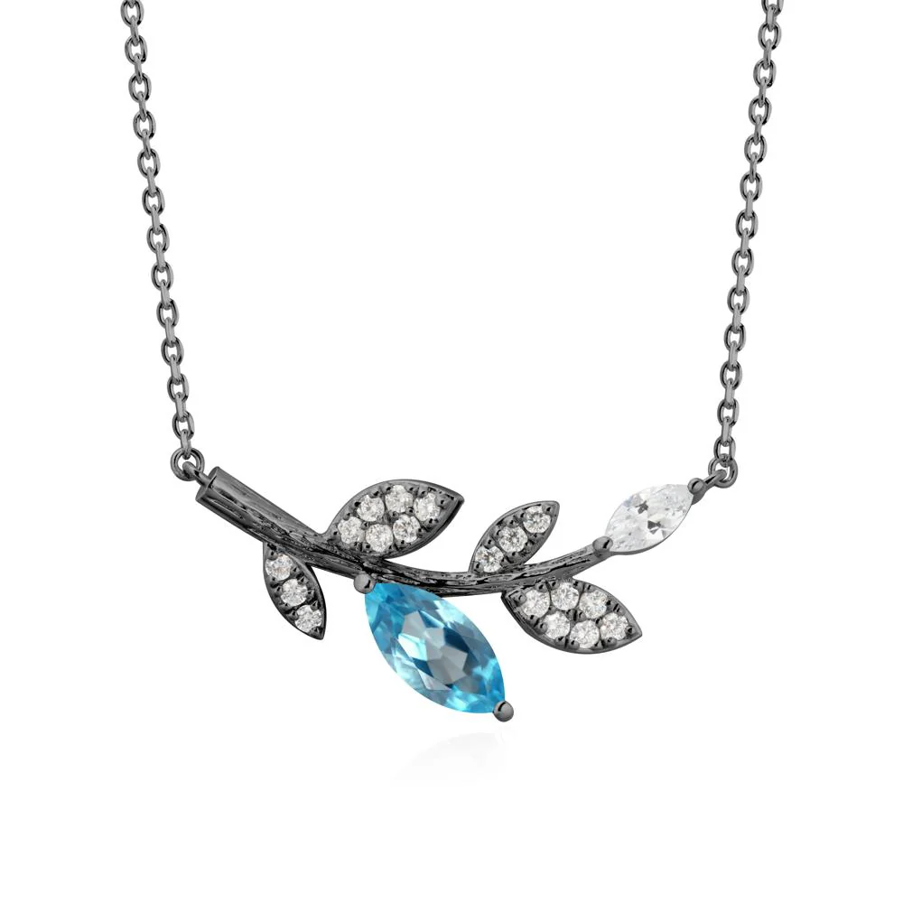 Marquise Swiss Blue Topaz Olive Branch Necklace - Image 7