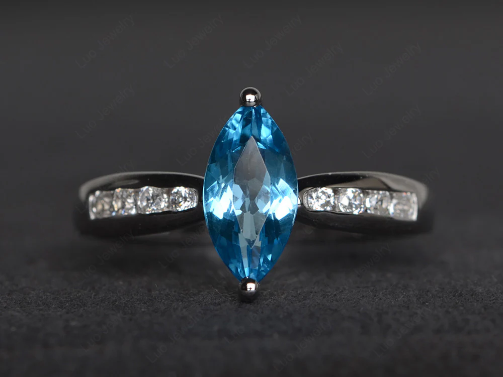 Marquise Swiss Blue Topaz Promise Ring