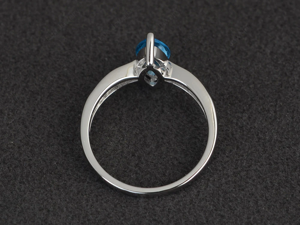 Marquise Swiss Blue Topaz Promise Ring - Image 3