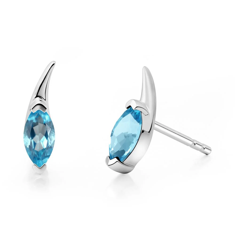 Marquise Swiss Blue Topaz Stud Earrings