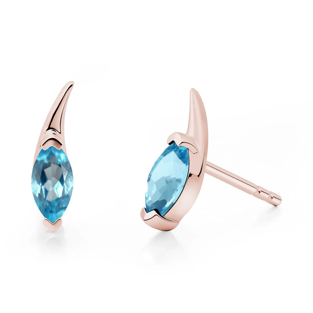 Marquise Swiss Blue Topaz Stud Earrings - Image 6
