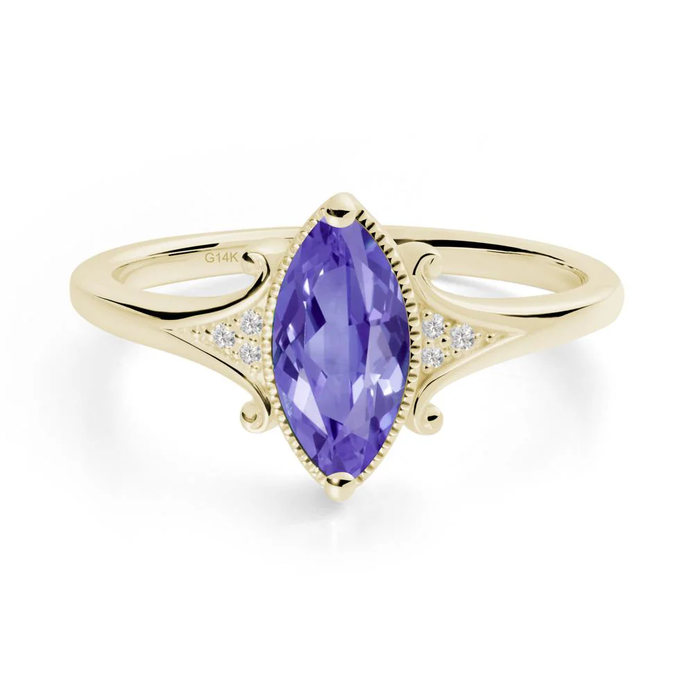 Marquise Tanzanite Milgrain Halo Ring