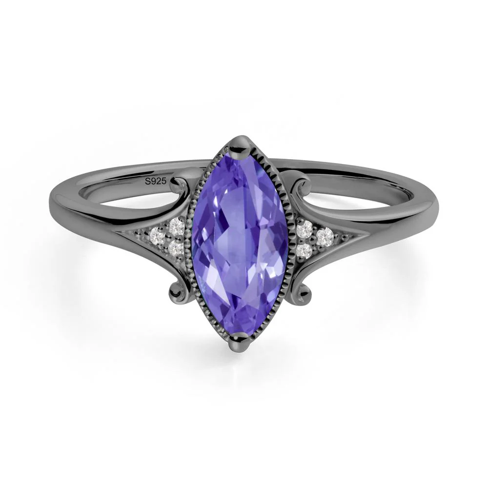 Marquise Tanzanite Milgrain Halo Ring - Image 3