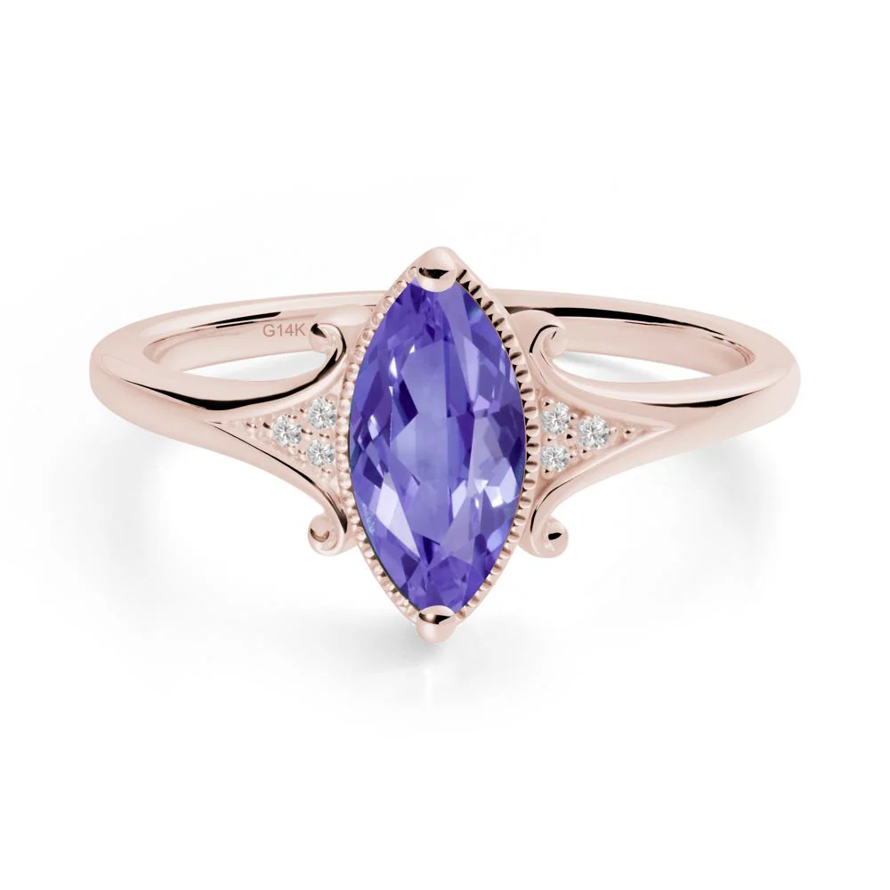 Marquise Tanzanite Milgrain Halo Ring - Image 4