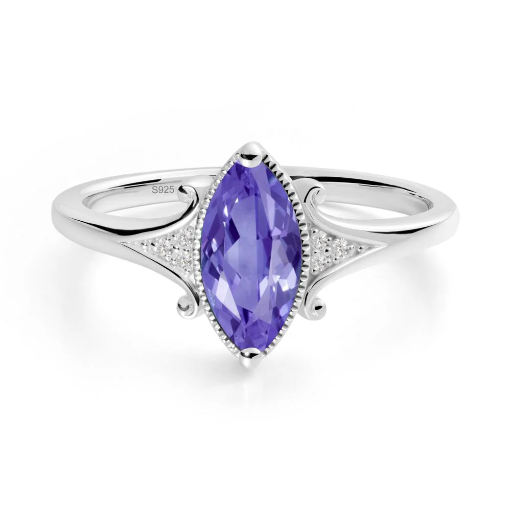 Marquise Tanzanite Milgrain Halo Ring - Image 6