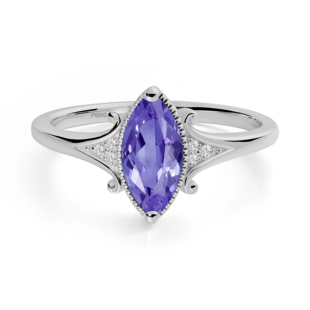 Marquise Tanzanite Milgrain Halo Ring - Image 7