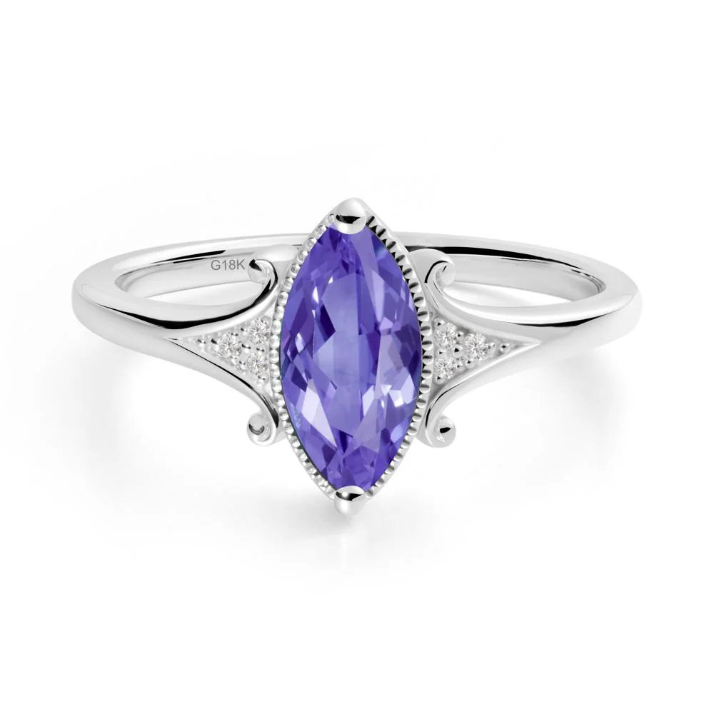 Marquise Tanzanite Milgrain Halo Ring - Image 9