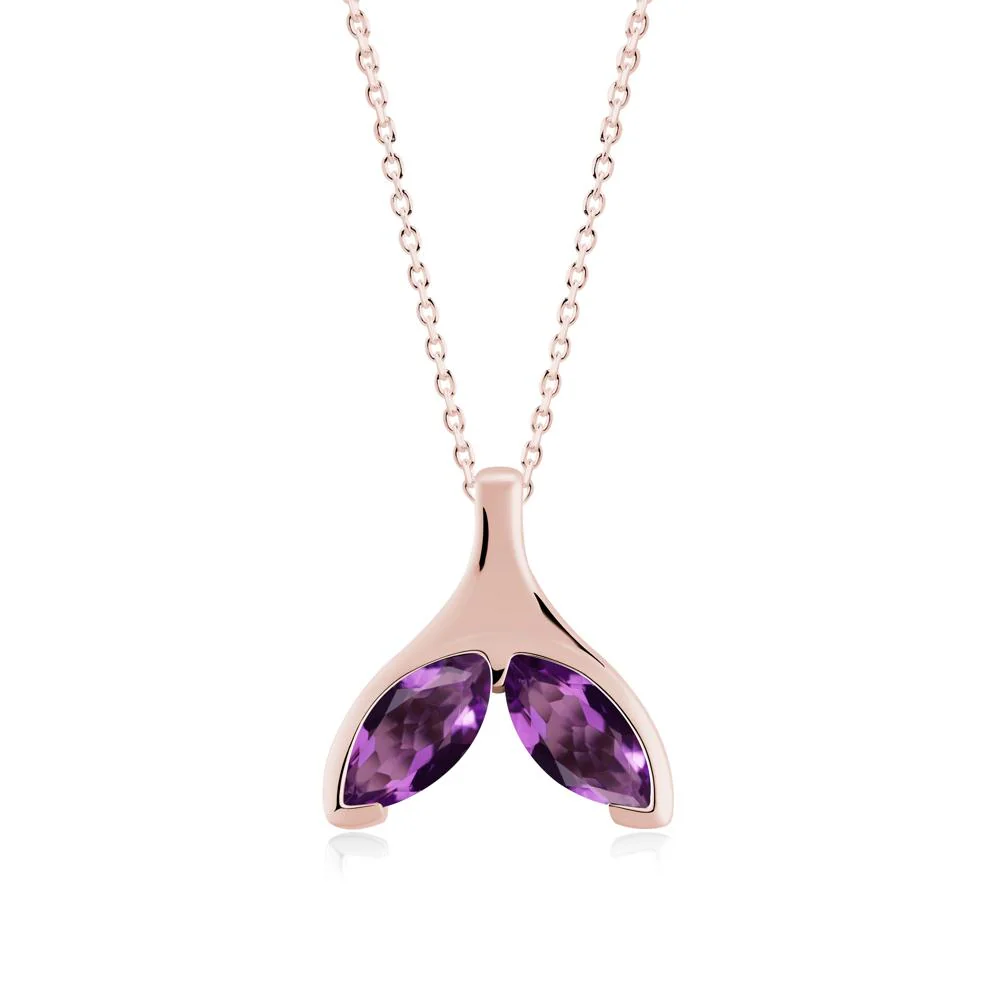 Marquise Twin Amethyst Leaf Necklace - Image 4