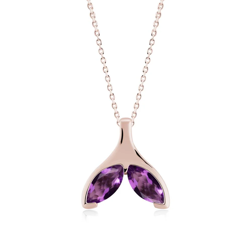 Marquise Twin Amethyst Leaf Necklace - Image 7