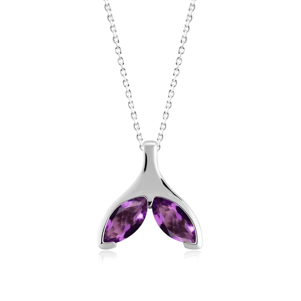 Marquise Twin Amethyst Leaf Necklace - Image 9