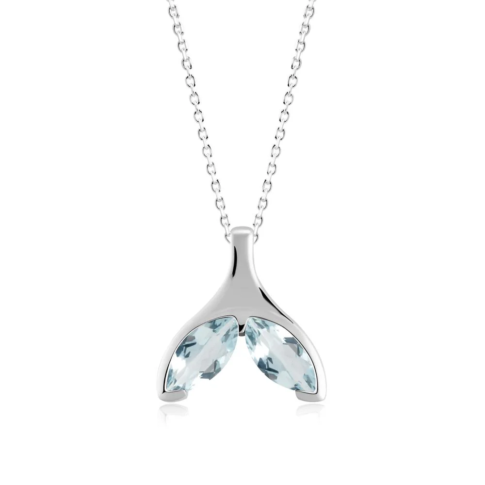 Marquise Twin Aquamarine Leaf Necklace - Image 3