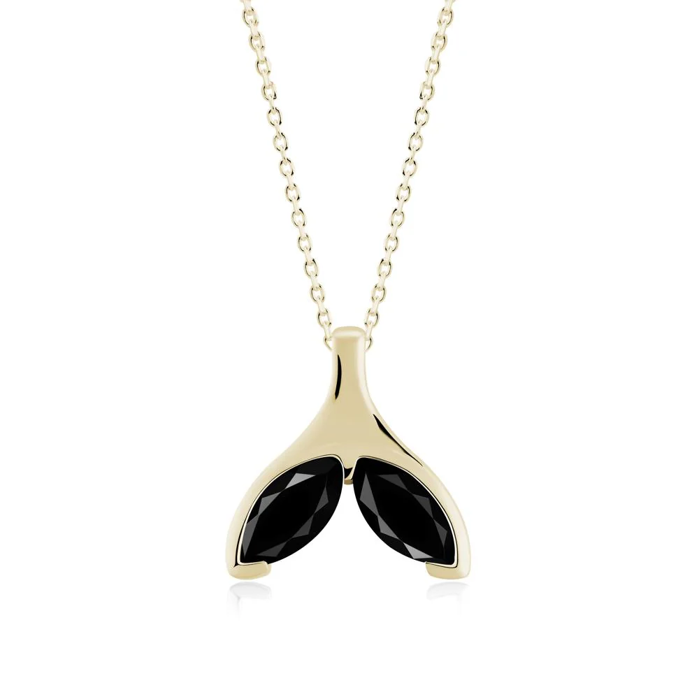 Marquise Twin Black Spinel Leaf Necklace - Image 6