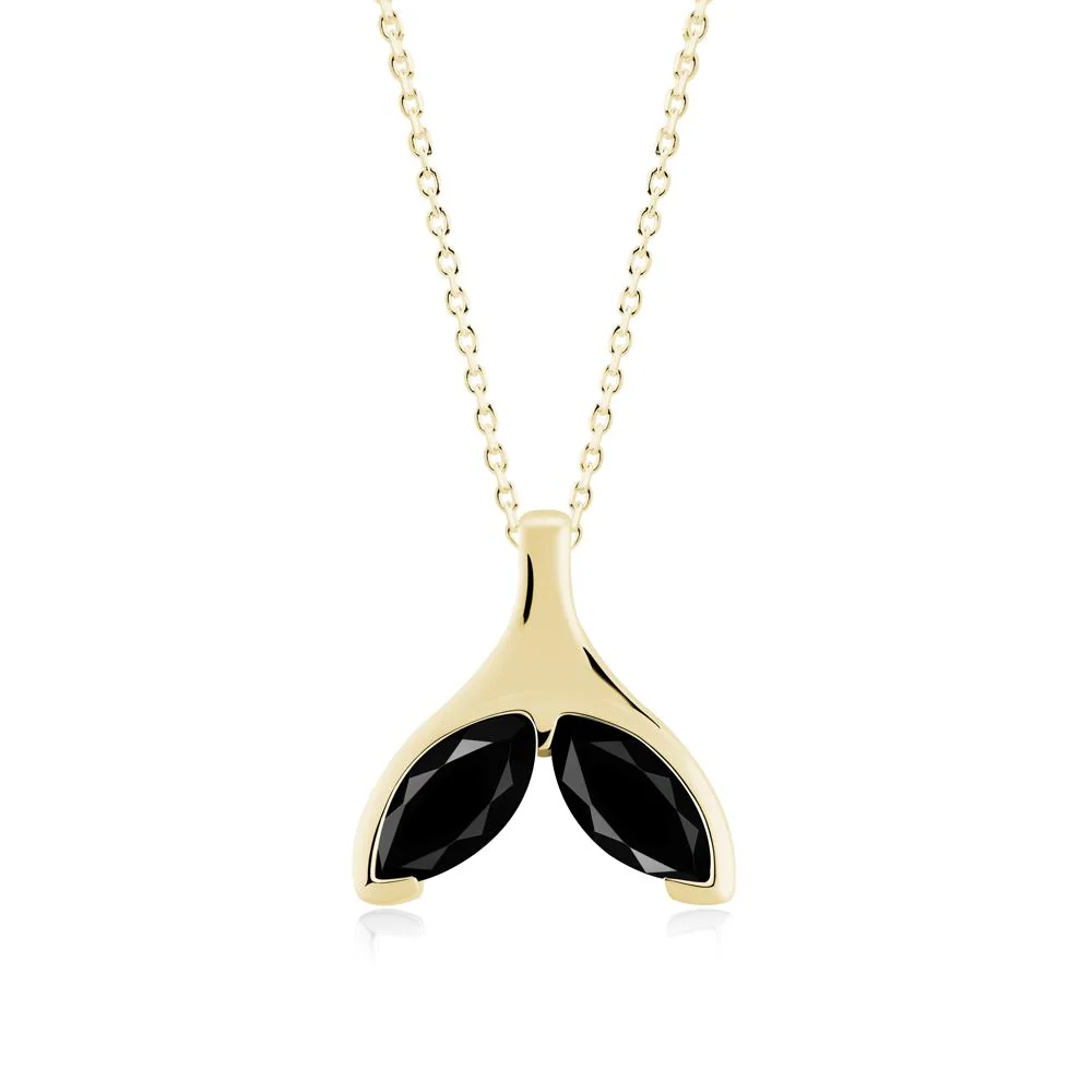 Marquise Twin Black Spinel Leaf Necklace - Image 7