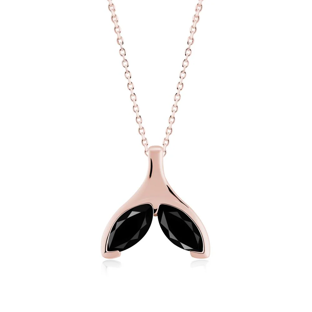 Marquise Twin Black Spinel Leaf Necklace - Image 9