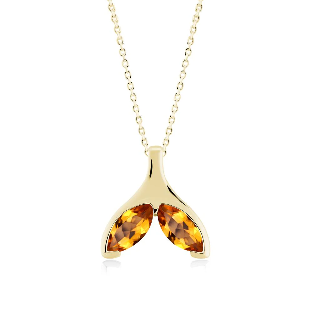 Marquise Twin Citrine Leaf Necklace - Image 2