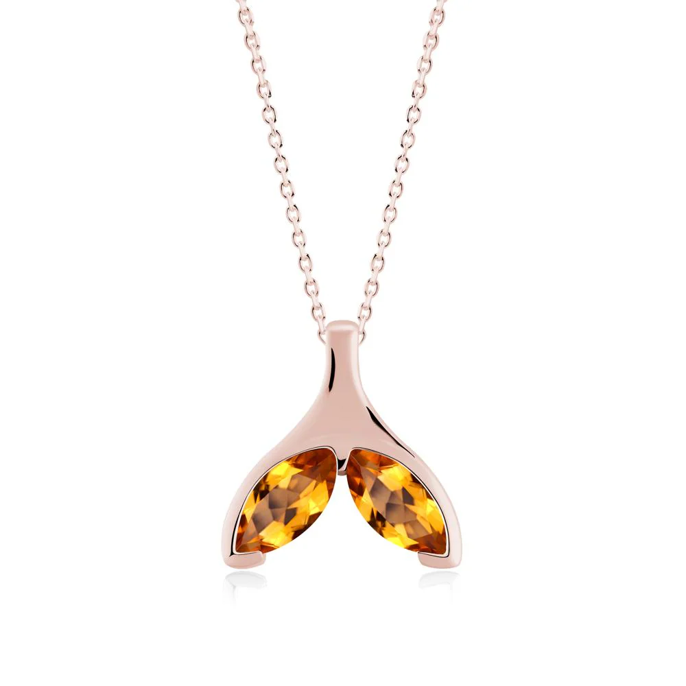 Marquise Twin Citrine Leaf Necklace - Image 3