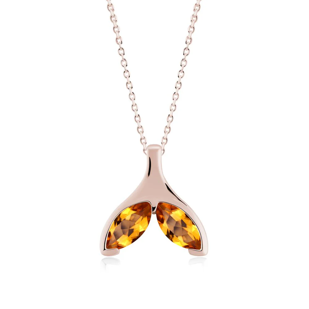 Marquise Twin Citrine Leaf Necklace - Image 4