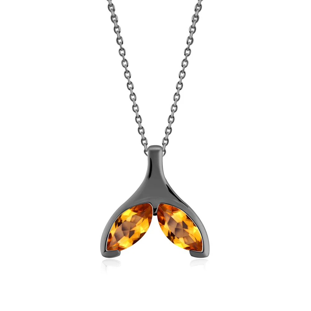 Marquise Twin Citrine Leaf Necklace - Image 5