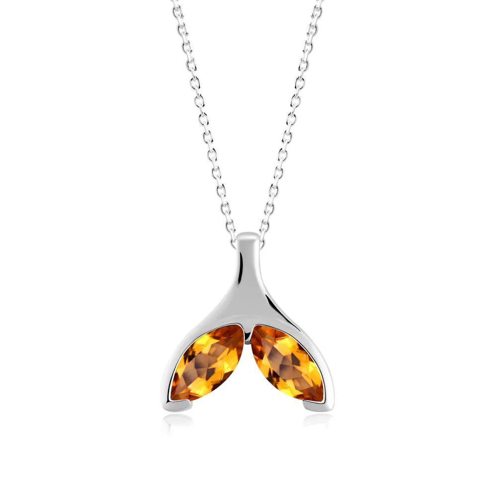 Marquise Twin Citrine Leaf Necklace - Image 9