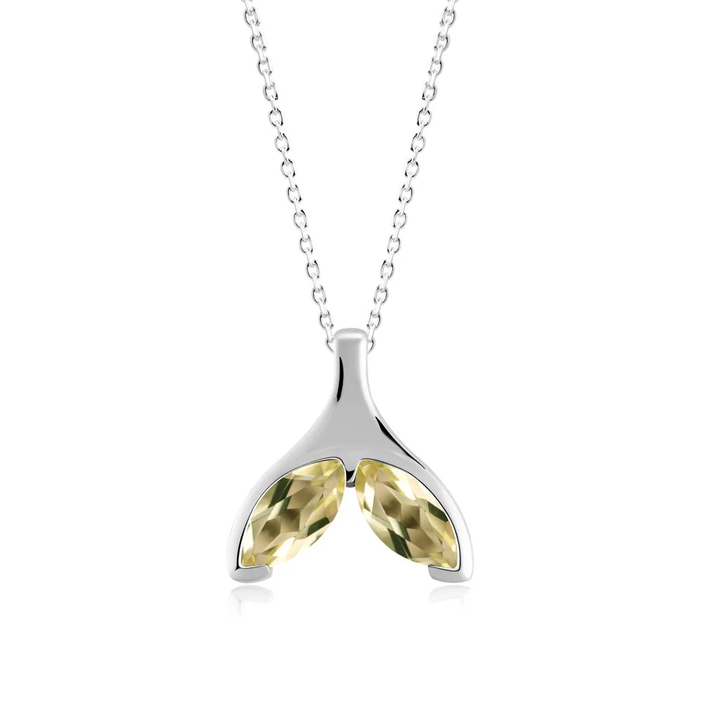 Marquise Twin Lemon Quartz Leaf Necklace