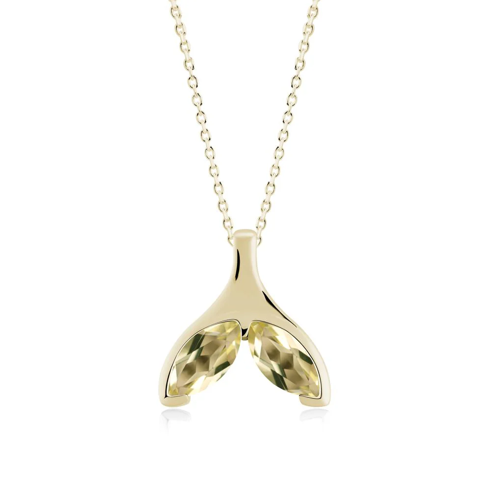 Marquise Twin Lemon Quartz Leaf Necklace - Image 6