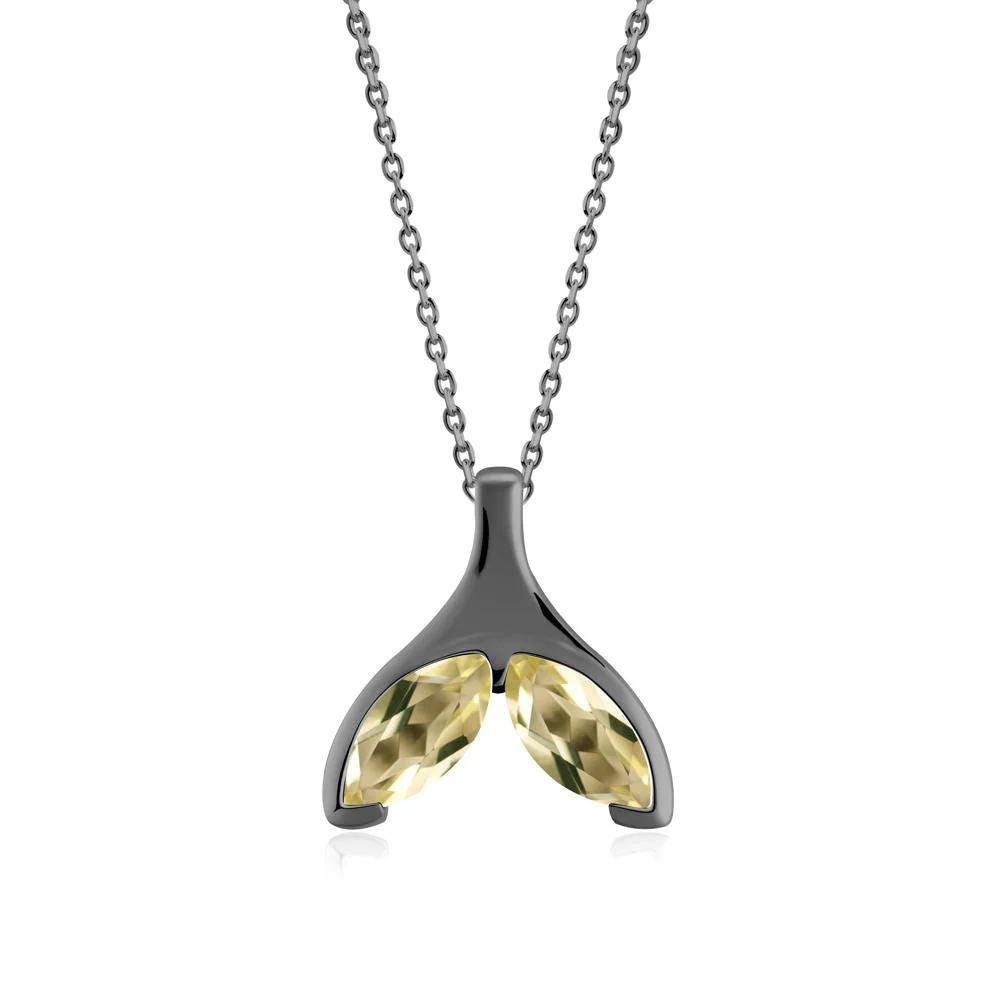 Marquise Twin Lemon Quartz Leaf Necklace - Image 8