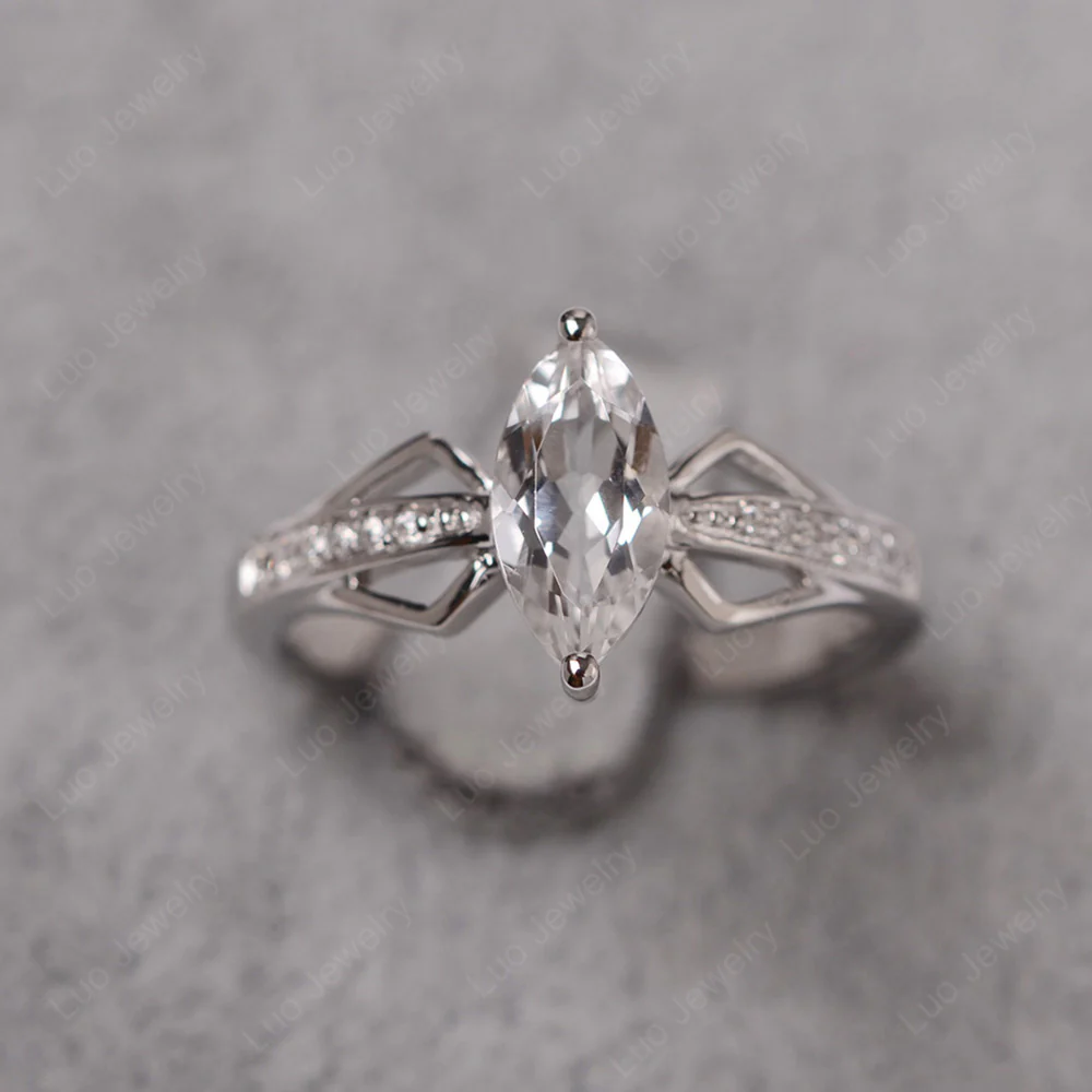 Marquise White Topaz Engagement Ring