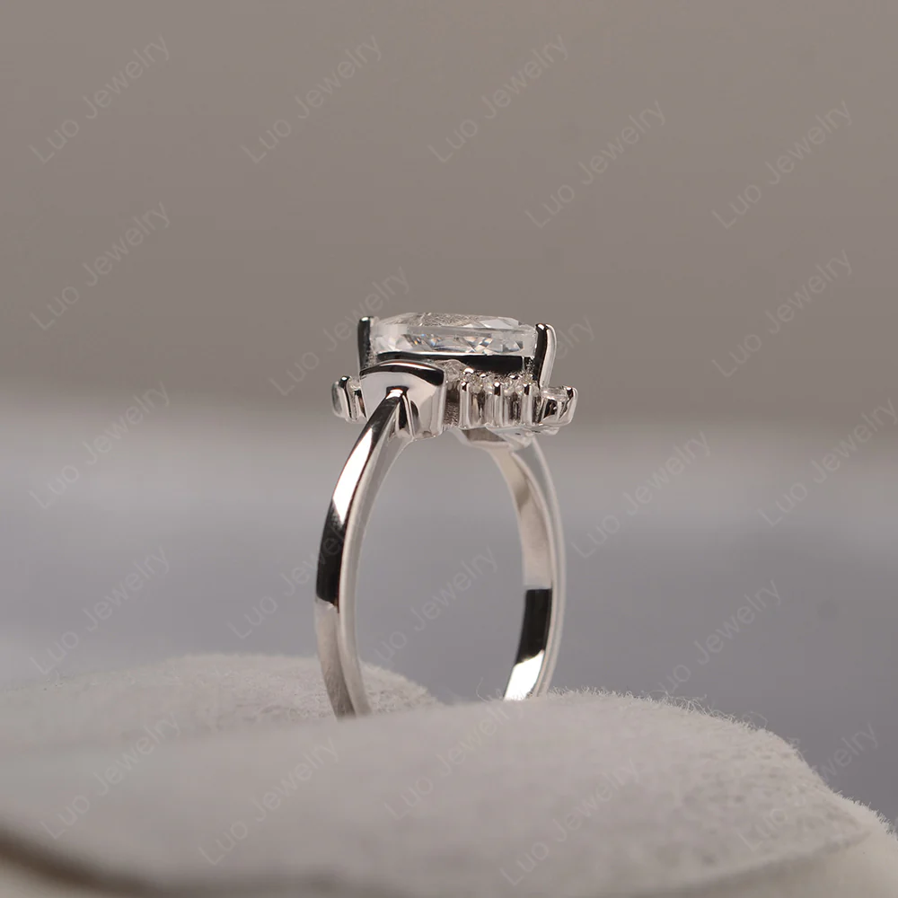 Marquise White Topaz Ring with Baguettes - Image 4