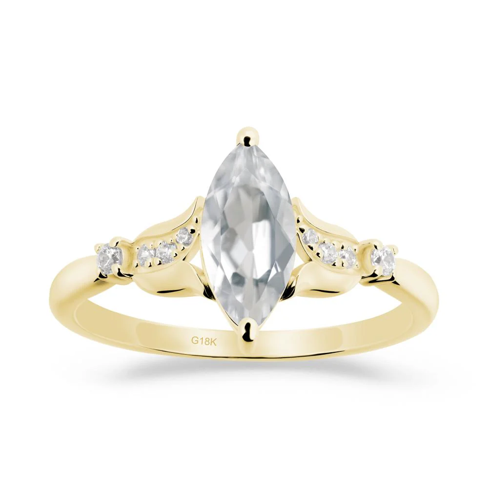 Marquise White Topaz Floral Engagement Ring - Image 3