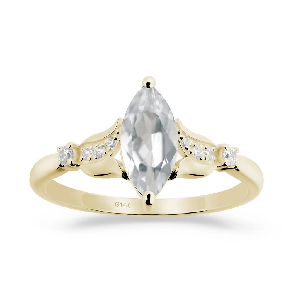 Marquise White Topaz Floral Engagement Ring - Image 4