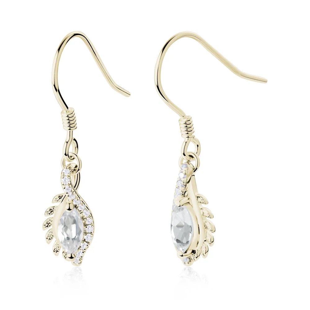 Marquise White Topaz French Hook Earrings