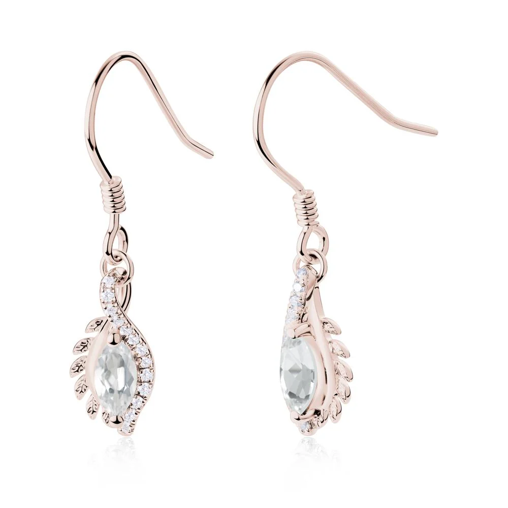 Marquise White Topaz French Hook Earrings - Image 3
