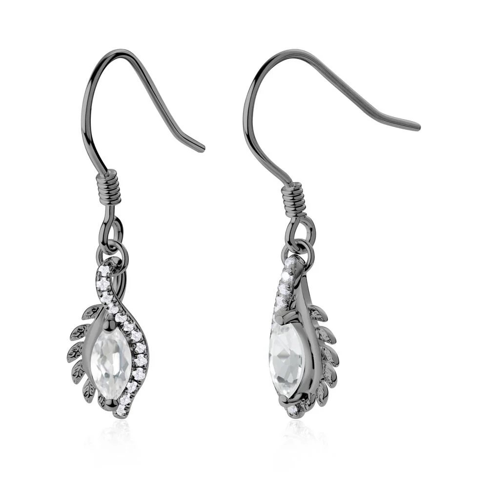 Marquise White Topaz French Hook Earrings - Image 6