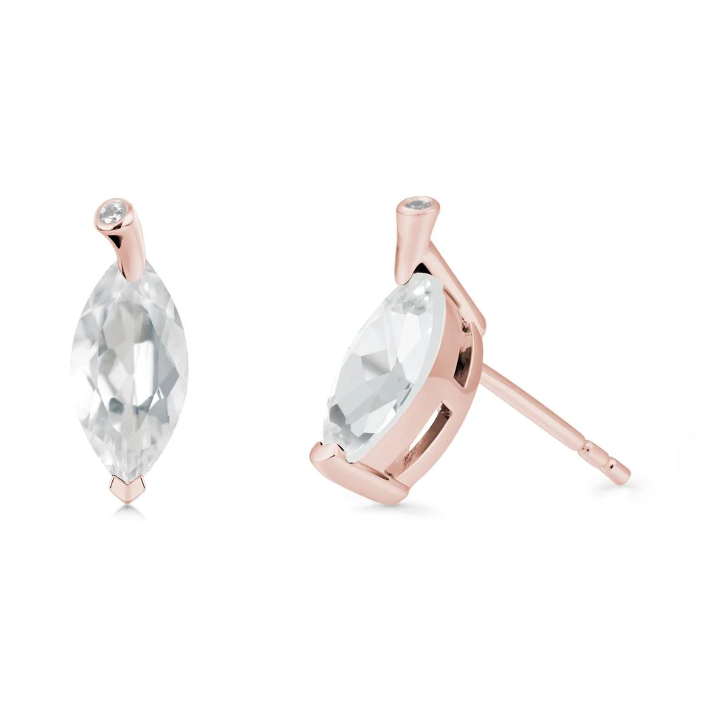 Marquise White Topaz Leaf Earrings - Image 4