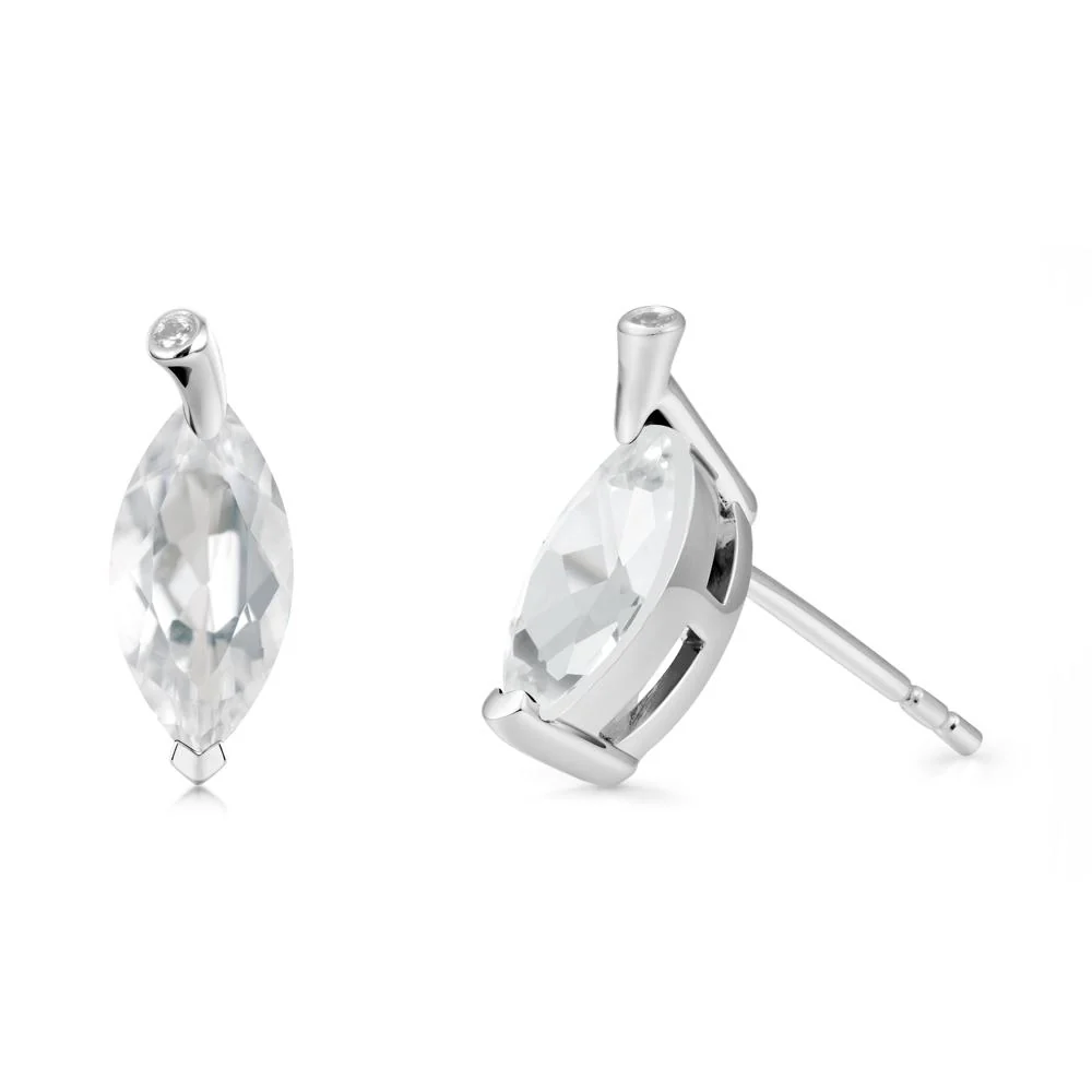 Marquise White Topaz Leaf Earrings - Image 5