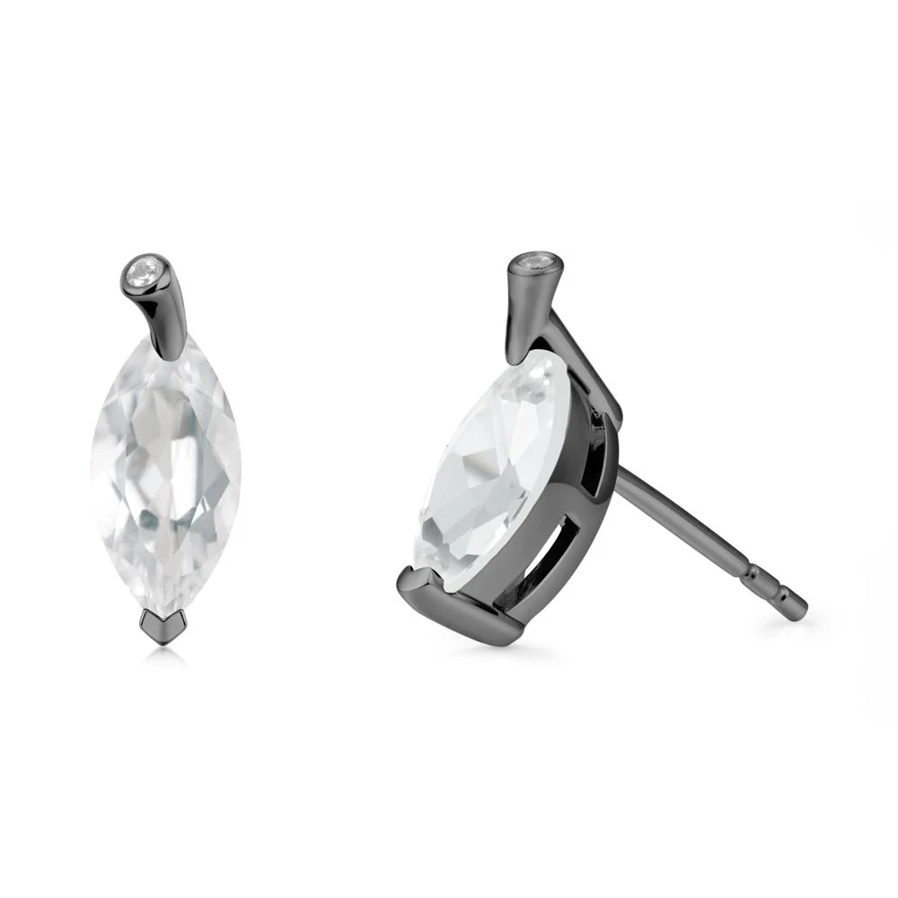 Marquise White Topaz Leaf Earrings - Image 7