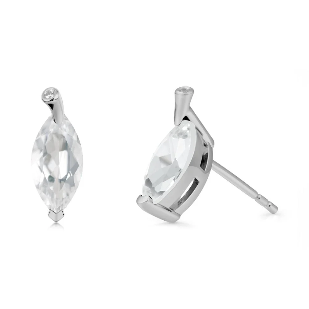 Marquise White Topaz Leaf Earrings - Image 8