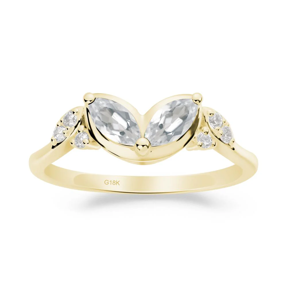 Marquise White Topaz Leaf Ring - Image 8