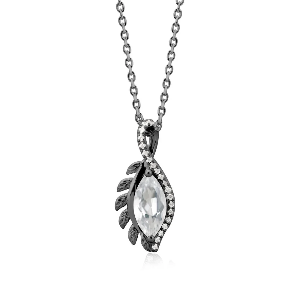 Marquise White Topaz Leaf Vine Pendant Necklace - Image 8