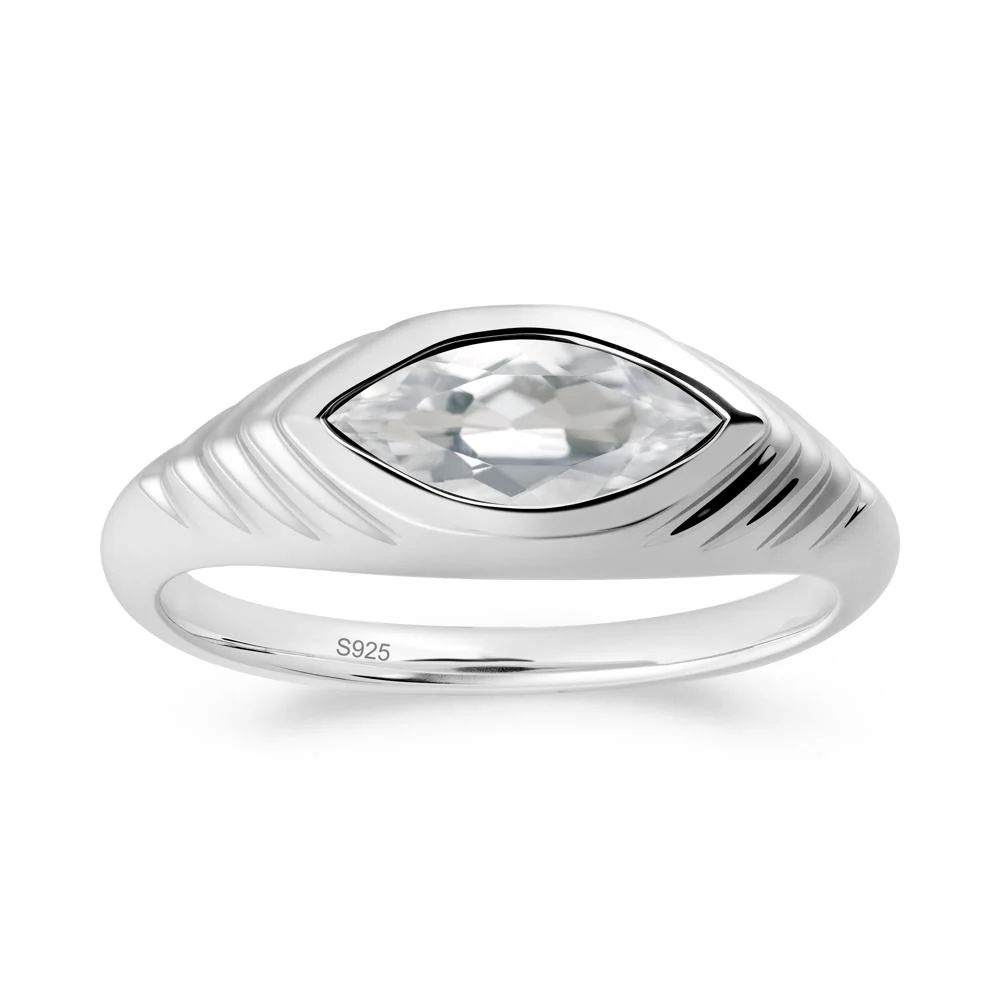 Marquise White Topaz Statement Eye Ring - Image 3