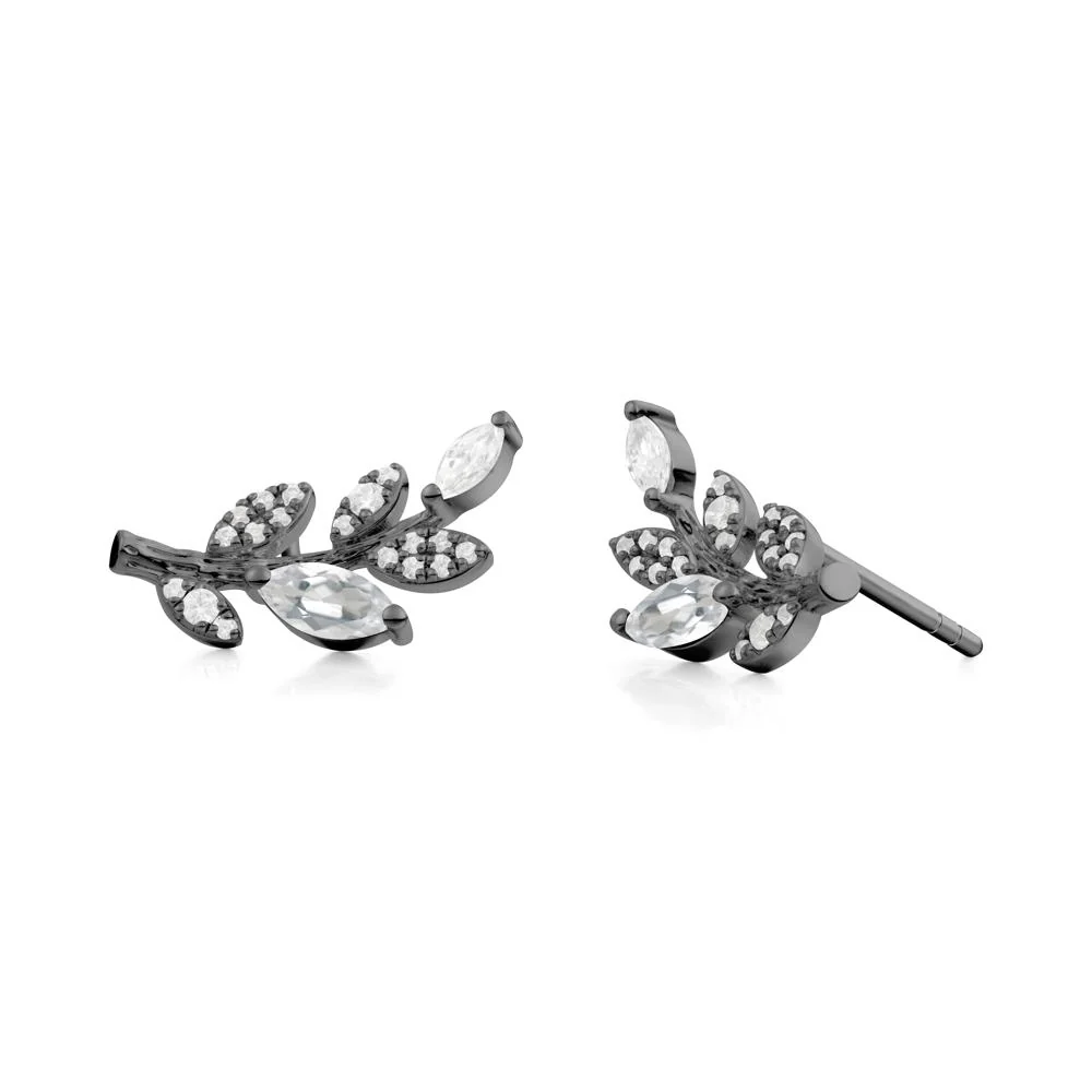 Marquise White Topaz Vine Leaf  Earrings - Image 8